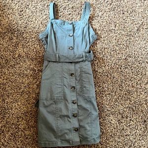 Green denim dress
